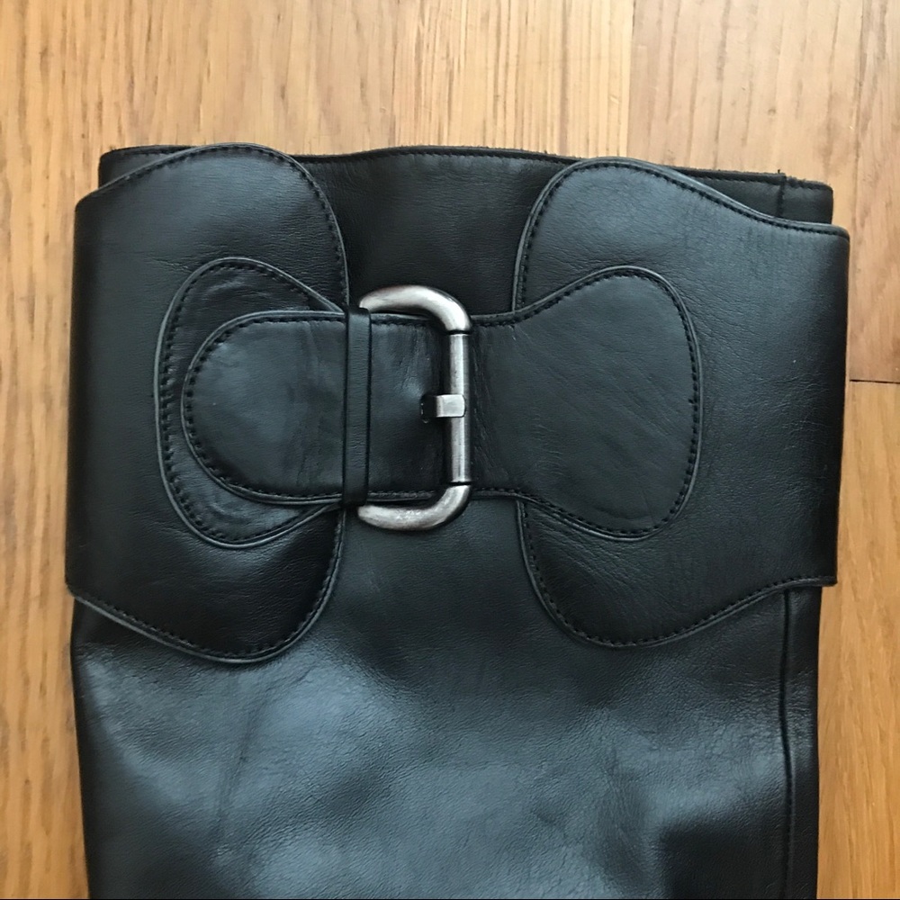 ANTONIO MELANI NWOT Heel Black Mid Calf Leather Buckle Boots 8 - Picture 2 of 6